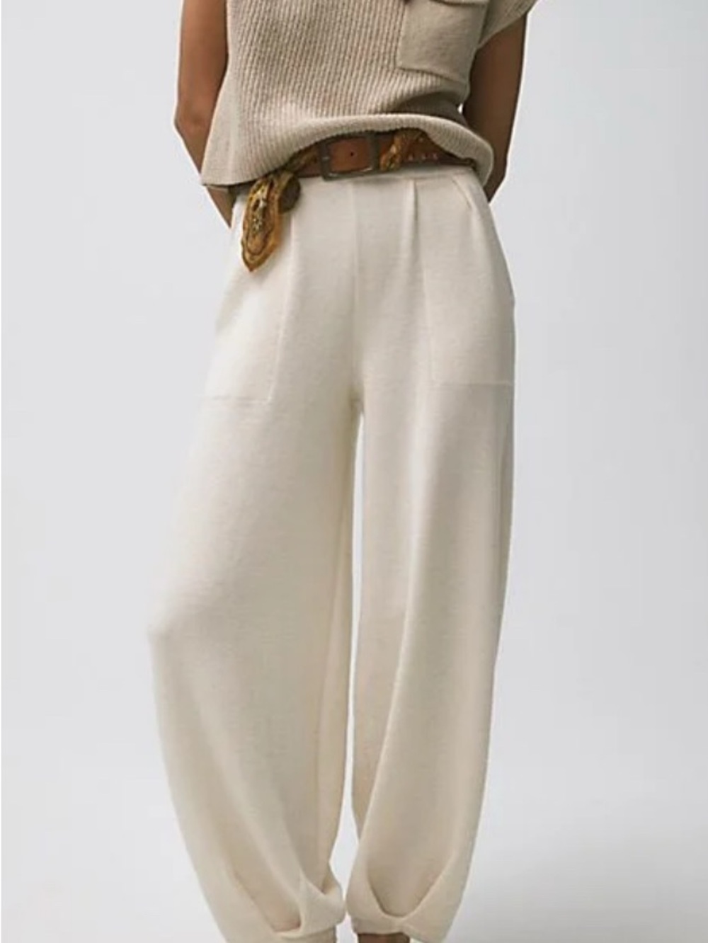 Free People Beach Freya Barrel Sweater Pants Ivory Size Small Pockets Boho